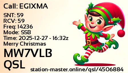 QSL Card for MW7VLB QSO with EG1XMA