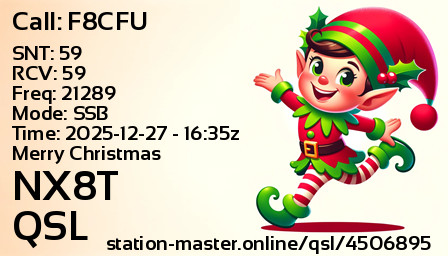 QSL Card for NX8T QSO with F8CFU