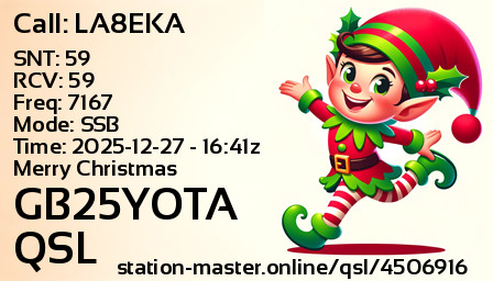 QSL Card for GB25YOTA QSO with LA8EKA