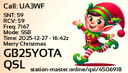 QSL Card for GB25YOTA QSO with UA3WF
