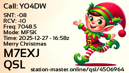 QSL Card for M7EXJ QSO with YO4DW