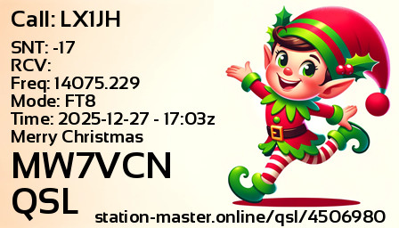 QSL Card for MW7VCN QSO with LX1JH