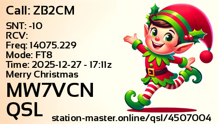 QSL Card for MW7VCN QSO with ZB2CM