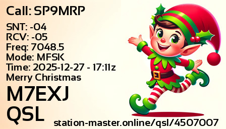 QSL Card for M7EXJ QSO with SP9MRP