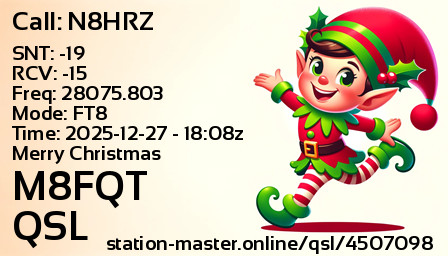 QSL Card for M8FQT QSO with N8HRZ