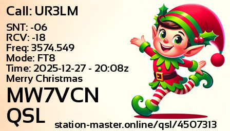 QSL Card for MW7VCN QSO with UR3LM