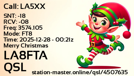 QSL Card for LA8FTA QSO with LA5XX