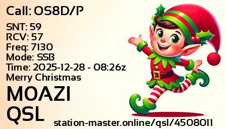 QSL Card for M0AZI QSO with OS8D/P