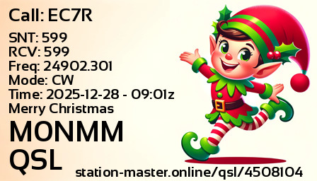 QSL Card for M0NMM QSO with EC7R