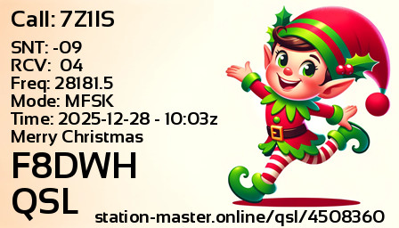 QSL Card for F8DWH QSO with 7Z1IS