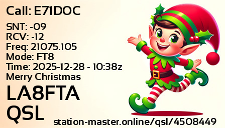 QSL Card for LA8FTA QSO with E71DOC