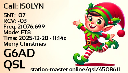 QSL Card for G6AD QSO with IS0LYN