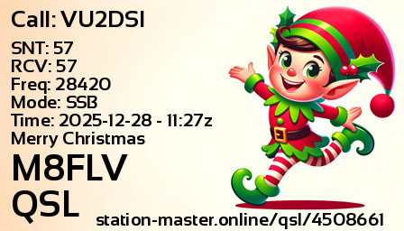 QSL Card for M8FLV QSO with VU2DSI