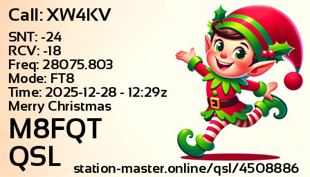 QSL Card for M8FQT QSO with XW4KV