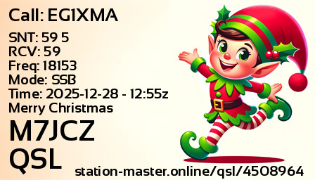 QSL Card for M7JCZ QSO with EG1XMA