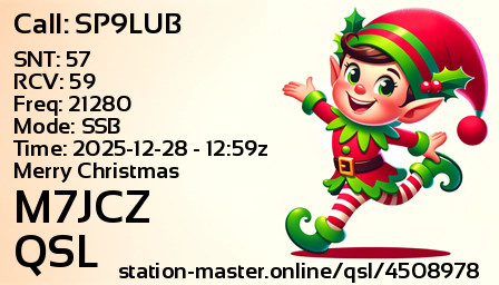QSL Card for M7JCZ QSO with SP9LUB