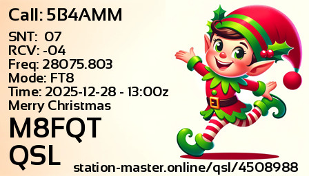 QSL Card for M8FQT QSO with 5B4AMM