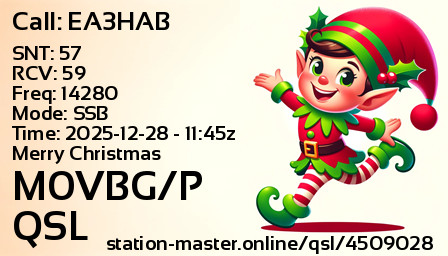 QSL Card for M0VBG/P QSO with EA3HAB