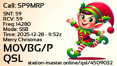 QSL Card for M0VBG/P QSO with SP9MRP