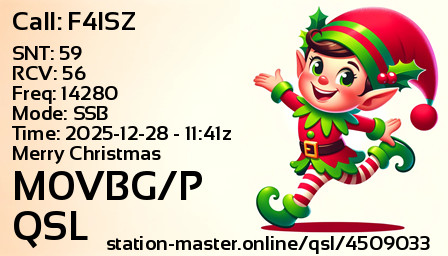 QSL Card for M0VBG/P QSO with F4ISZ