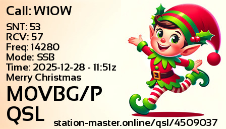 QSL Card for M0VBG/P QSO with W1OW