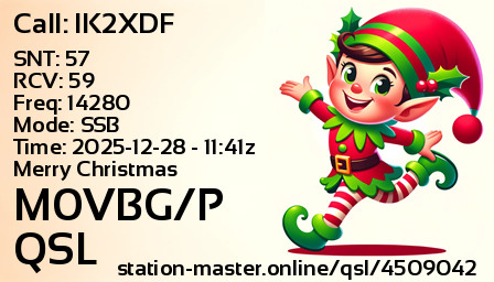 QSL Card for M0VBG/P QSO with IK2XDF