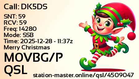 QSL Card for M0VBG/P QSO with DK5DS