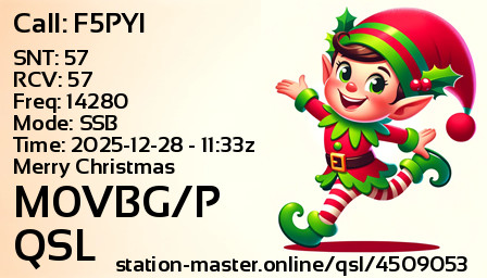 QSL Card for M0VBG/P QSO with F5PYI