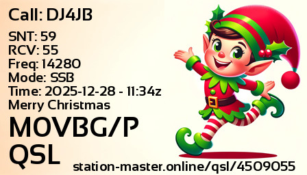 QSL Card for M0VBG/P QSO with DJ4JB