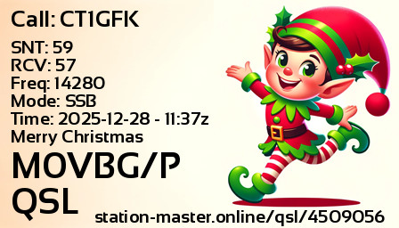 QSL Card for M0VBG/P QSO with CT1GFK