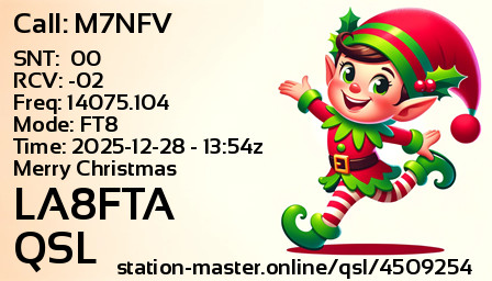 QSL Card for LA8FTA QSO with M7NFV