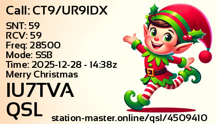 QSL Card for IU7TVA QSO with CT9/UR9IDX