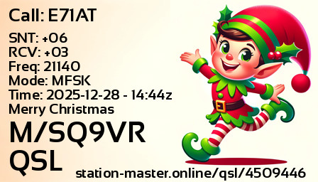QSL Card for M/SQ9VR QSO with E71AT