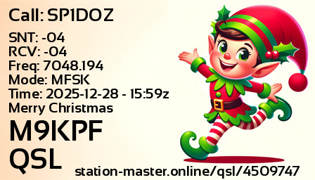 QSL Card for M9KPF QSO with SP1DOZ