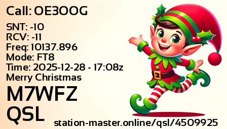 QSL Card for M7WFZ QSO with OE3OOG