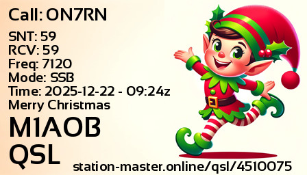 QSL Card for M1AOB QSO with ON7RN