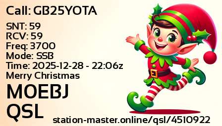 QSL Card for M0EBJ QSO with GB25YOTA