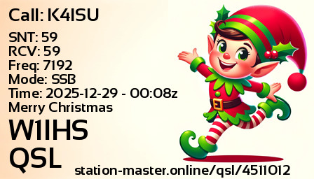 QSL Card for W1IHS QSO with K4ISU
