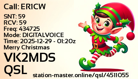 QSL Card for VK2MDS QSO with ER1CW