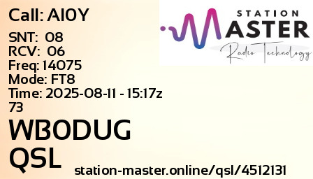 QSL Card for WB0DUG QSO with AI0Y