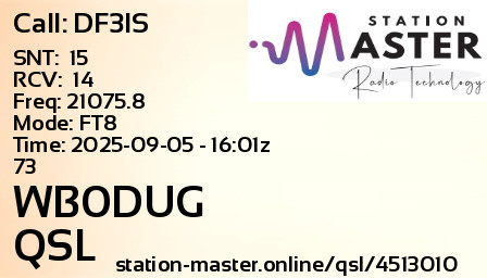 QSL Card for WB0DUG QSO with DF3IS