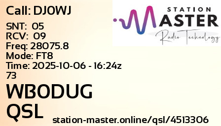 QSL Card for WB0DUG QSO with DJ0WJ