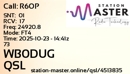 QSL Card for WB0DUG QSO with R6OP