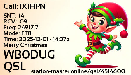 QSL Card for WB0DUG QSO with IX1HPN