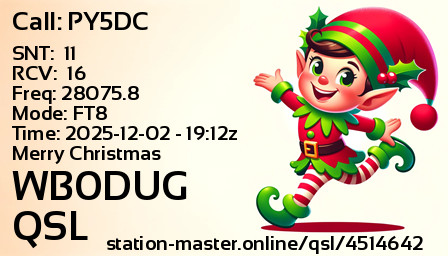 QSL Card for WB0DUG QSO with PY5DC