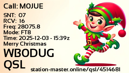 QSL Card for WB0DUG QSO with M0JUE