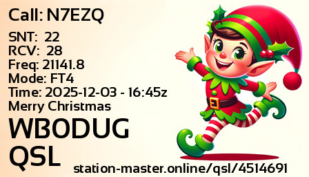 QSL Card for WB0DUG QSO with N7EZQ