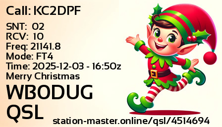 QSL Card for WB0DUG QSO with KC2DPF