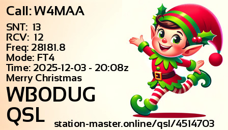 QSL Card for WB0DUG QSO with W4MAA