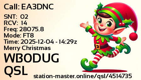 QSL Card for WB0DUG QSO with EA3DNC